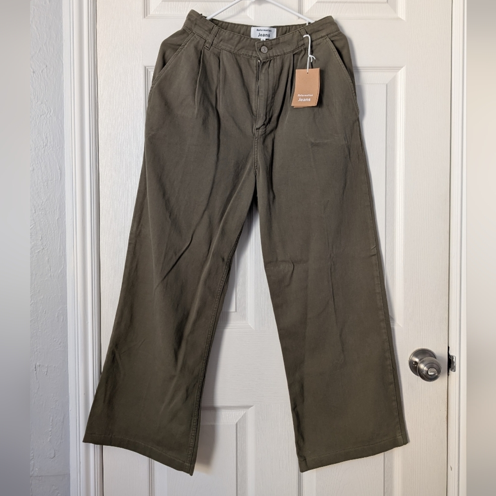 Reformation Montauk Pleated High Rise Twill Pants